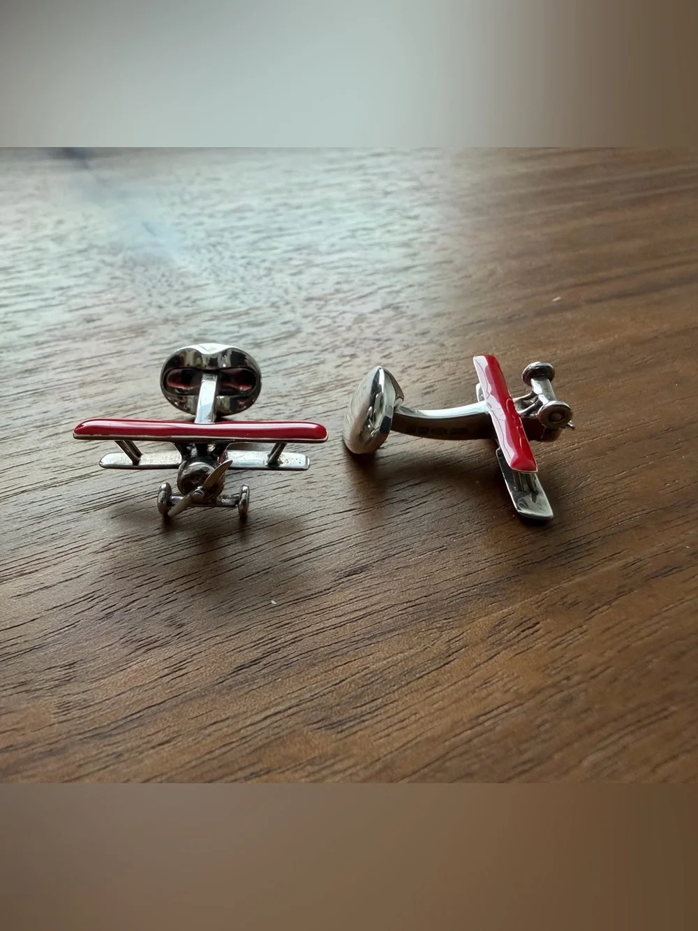 Deakin & Francis Red Biplane Sterling Silver Cufflinks